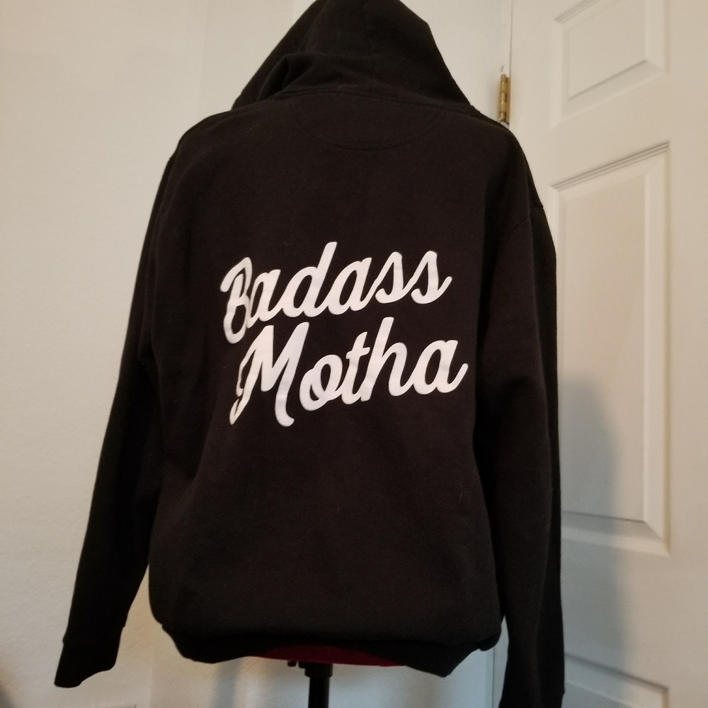 Badass motha hoodie ladies XL black